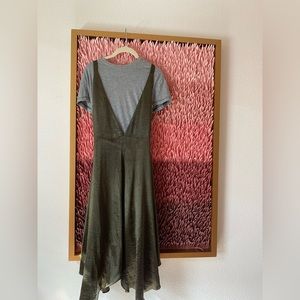 Anthropologie Maeve Satin blend Green Jumper Tee Dress EGC XS